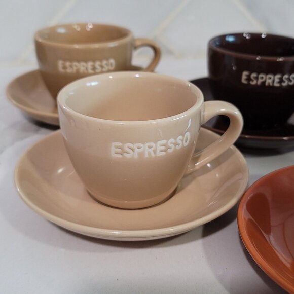 World Market Espresso Set 12 Pieces Mixed Earth Tone terracotta brown tan yellow - Picture 13 of 16